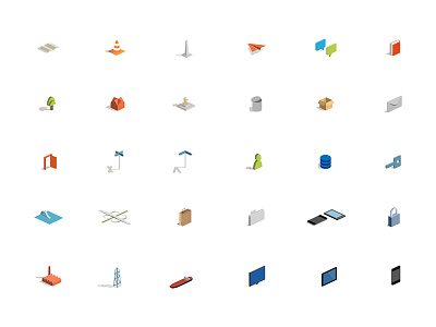 Isometric Icon Set 3d colorful icons orientation set