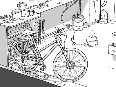 The bike and a sheep.