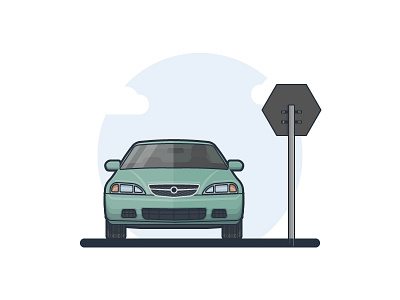 Stop At The Stop Sign car green stop sign