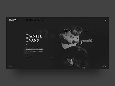 Daniel Evans website guitarist homepage music onepage