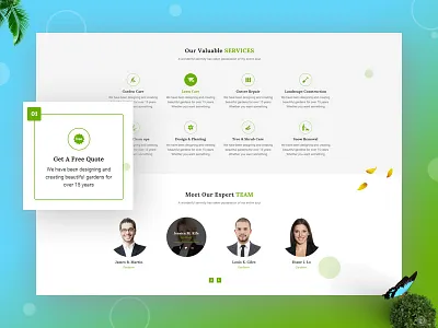 Garden Website Design - 02 creative design garden website landing page muliti page design price table psd template services widget team widget ui design website design