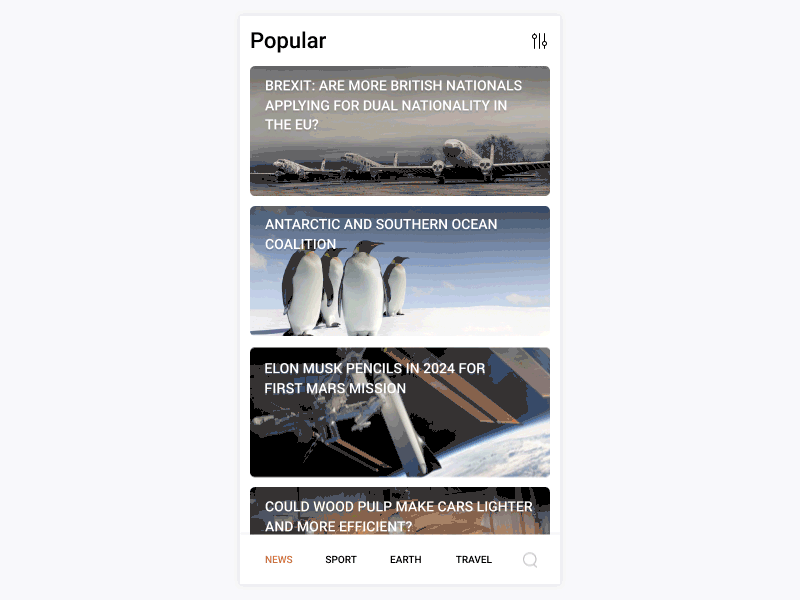 News ae animation article content view gif interface news ui user ux