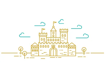 Castle illustration building castle gold golden high king kingdom stronghold