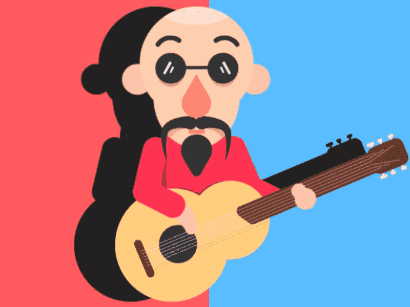 Country Boy 2.5d after effects animation character design guitar illustration music old rockstar