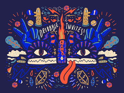 2 invites 2 dribbble eyes illustration invites maori tongue tribal