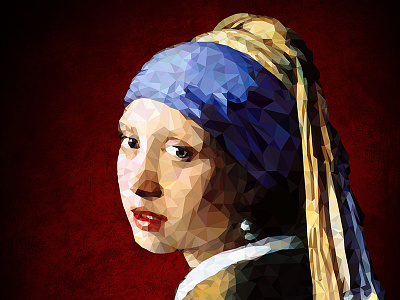 "La Fille A La Perle" low poly tribute art artdirection classicart design illustration low poly lowpoly portrait vermeer