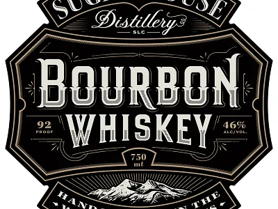 Bourbon illustration label lettering packaging typography whiskey