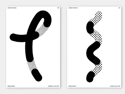 090-091 black and white colour dots gradient illustrator lines poster print risography shape typography