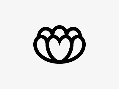 Flower + Heart flower heart icon logo mark petal