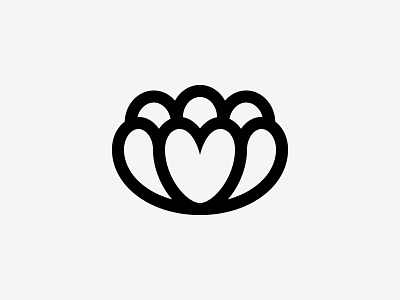 Flower + Heart flower heart icon logo mark petal