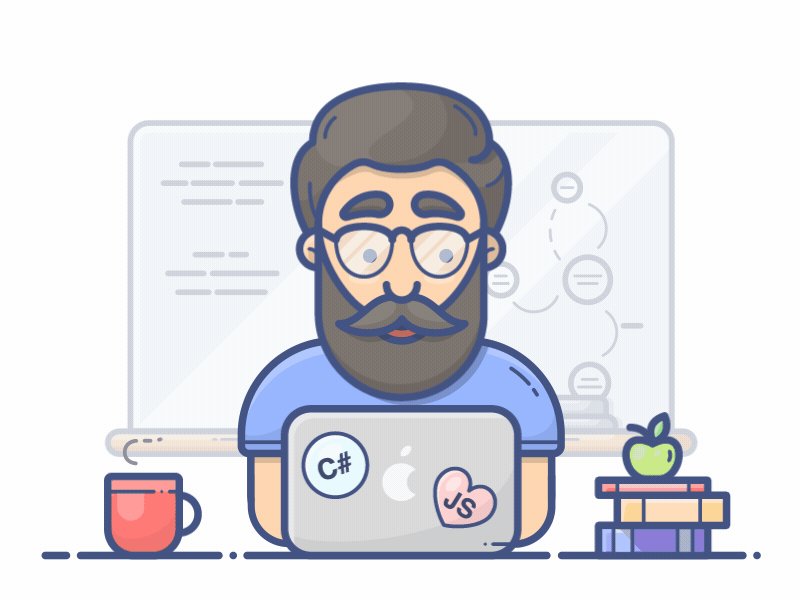 Programmer Thomas animation apple books character coffee icon illustration macbook man motion programmer vector