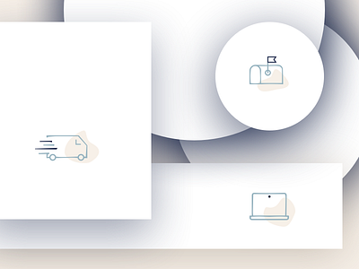 Icons cream gradient icons illustration illustrations laptop light mail minimal modern shipping white