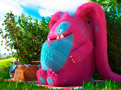 Roy 3d art cinema4d colors design illustration monster picnic vray