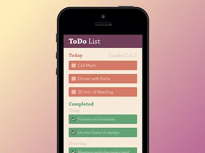 ToDo List - 042 042 dailyui list todo ui