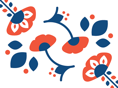 Poppin' Poppies blue color illustration illustrator pattern poppies poppy print red simple two vector