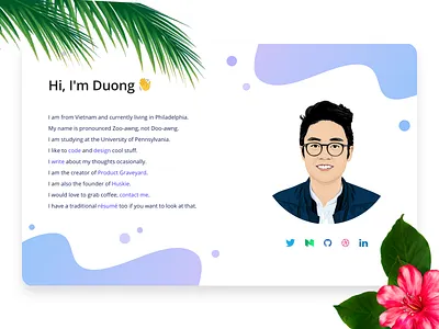 Personal Website clean gradient landing modern personal portfolio resume showcase site website