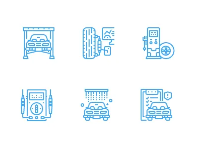 Car Service automobile car garage icon line repairing service tire