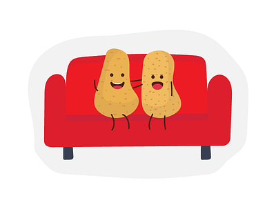 Couch Couple 2d art character design graphic illustration minimal potato red sketch sofa vector