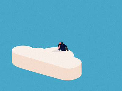 Gazing. cloud design digital editorial flat illustration love minimal pastel sky vector