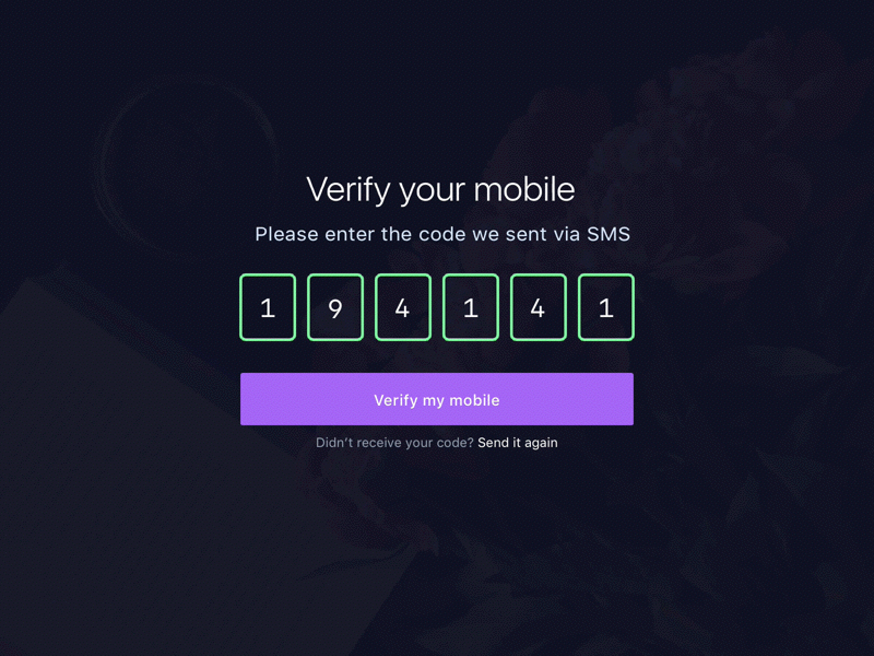 Verify your Mobile field form framework input mobile spaceship spread super superannuation ui ux verify