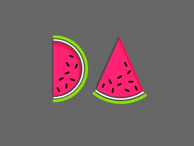 Watermelon Initials a d fruit illustration initials lettering name pink vector watermelon