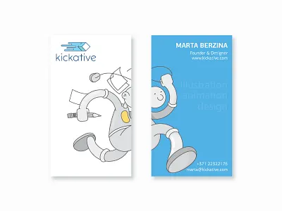Business card v2 business card cards creative illustration kick kickative line outline run vector