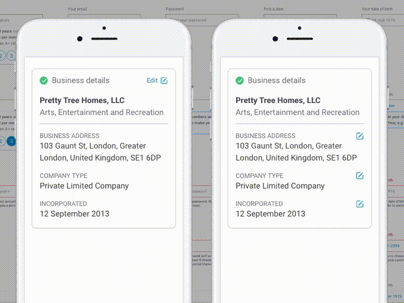 Edit card details card edit fields forms information interaction ui ux