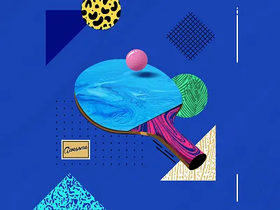 Design Everyday - Day 16 - Ping Pong Racket ball collage illustration ping pong racket texture