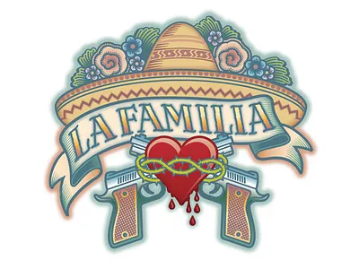 La Familia symbols tattoo typography