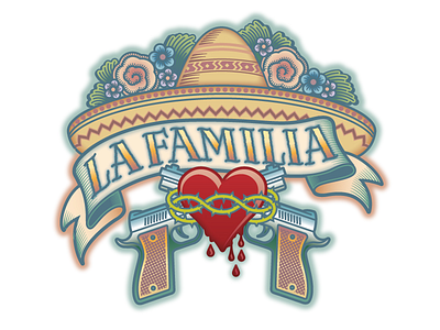 La Familia symbols tattoo typography