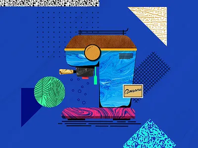 Design Everyday - Day 17 - Espresso Machine coffee collage espresso illustration machine texture