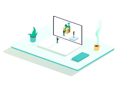 How it works document gift illustration illustrator isometric laptop leads vector web web illustration website