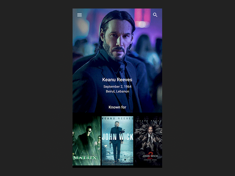 DailyUI #006 - Profile actor animation dailyui design keanu movies profile reeves ui