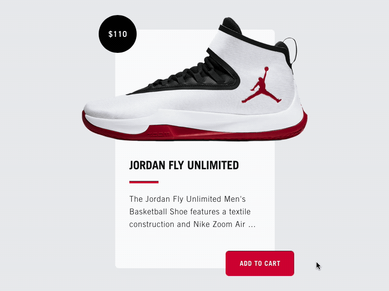 "Add to cart" button animation add to cart animation flinto jordan nike shoe shop shopping sketch ux