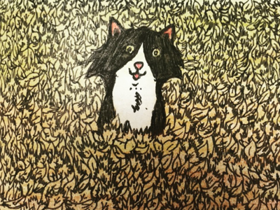 An autumn kitty autumn hand drawn handmade illustration inktober kitty pencil colors