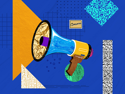 Design Everyday - Day 18 - Megaphone collage illustration megaphone sound texture