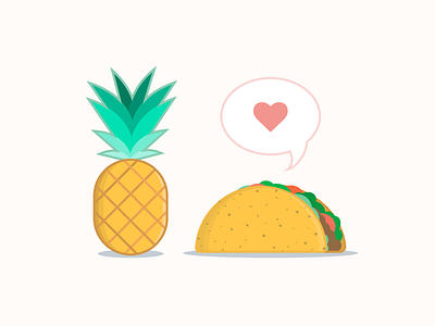 National Taco Day flat illustration food illustration love national taco day pineapple taco