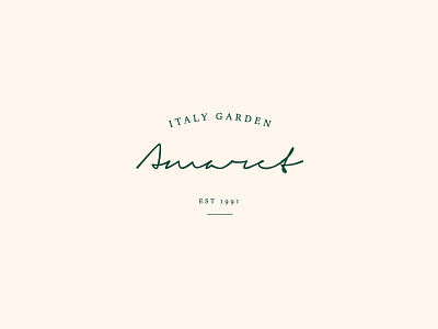 Amaret Italy Garden branding graphic design handlettering invite logo modern