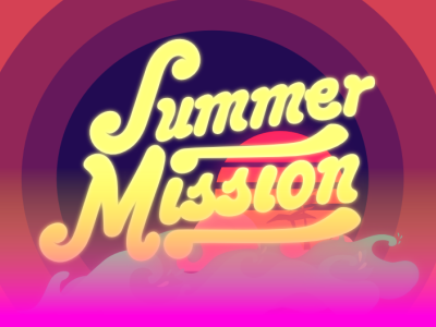 Summer Mission custom palm summer sun tree typography wave