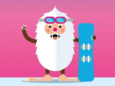 Yeti character characterdesign flatdesign graphicdesign illustration illustrator pink ski snowboarding