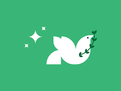 Dove bird dove geometric olive branch peace stars