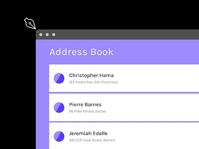 Playing Around With Sample Files address book design illustration program purple ui