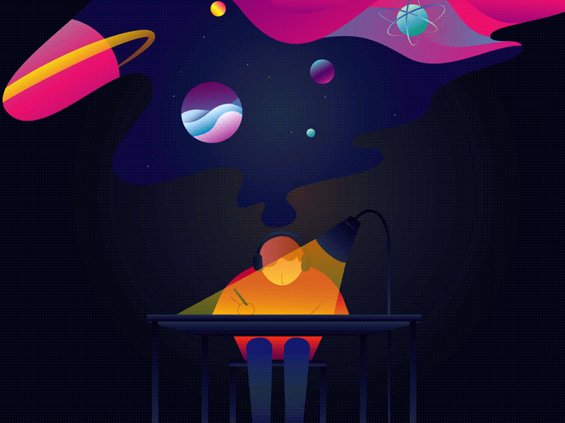 Dream Big after effects animation character design illustration illustrator solar system space vector