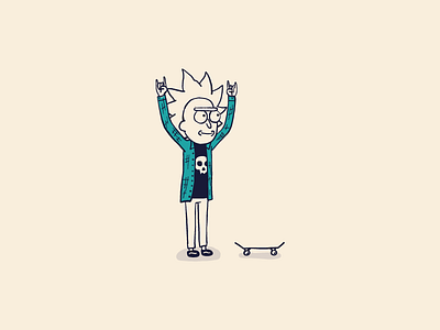 Cartoon Skate Punks | Skater Rick cartoon color draw drawing illustration illustrator lowbrow rick and morty rick sanchez skate skateboard sketch