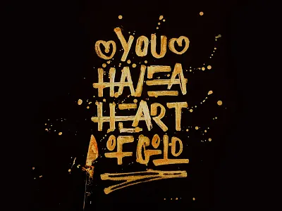 Heart Of Gold calligraphy customtype design folded pen gold ink graphic design handlettering handmadefont lettering logo typography
