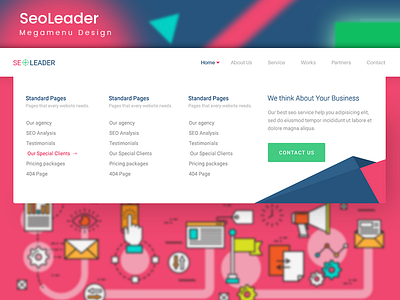 Seo Mega Menu agency design megamenu menu seo seoleader ui uidesign uikit web webdesign website