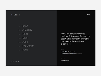 Personal Portfolio - About Page animation black clean dark minimal modern portfolio smooth
