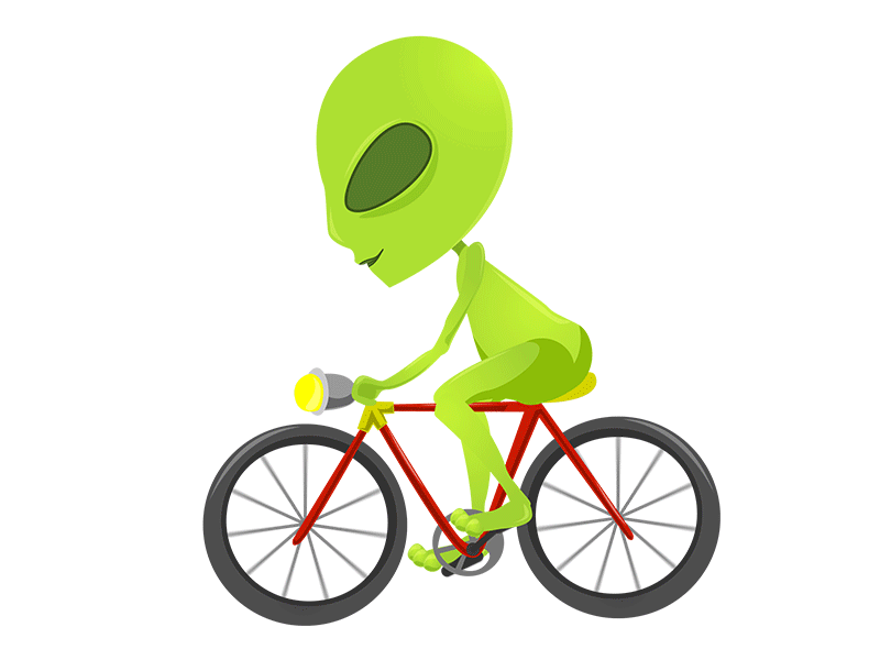 Alien Riding Bike animation gif loop motion graphics walk cycle