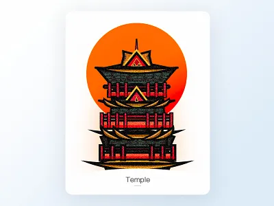 Temple card icon illustration illustrator warm zklm0000