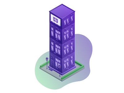 Isometric Building billboard bricks building bush door isometric lamps lantern windows